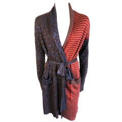 JEAN-PAUL GAULTIER PARIS Multi-pattern sweater knit robe coat