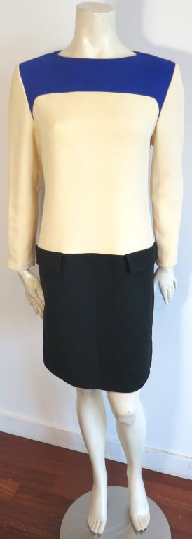 Vintage COURRÉGES PARIS 1970's color blocked wool dress