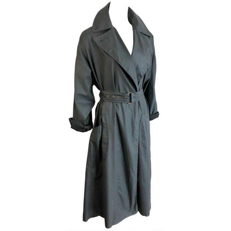 Vintage ALAIA PARIS waxed cotton trench coat at 1stDibs waxed trench coat