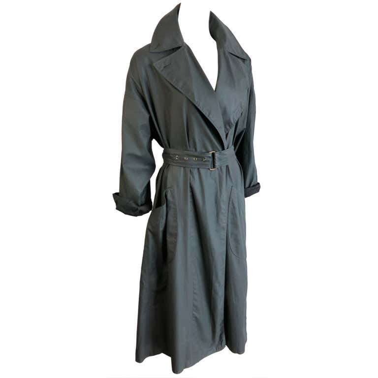 Vintage ALAIA PARIS waxed cotton trench coat at 1stDibs | waxed trench coat