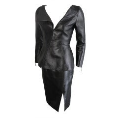 THIERRY MUGLER COUTURE 1990
s Black liquid skirt suit