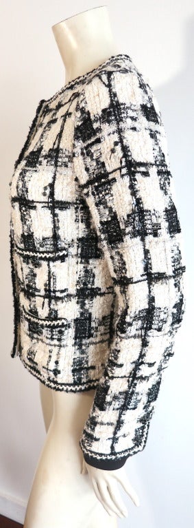 Women's CHANEL PARIS Black & ivory wool metal sequin check jacket