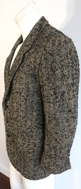 Vintage MATSUDA 1980's Men's wool herringbone tweed blazer In Good Condition In Newport Beach, CA