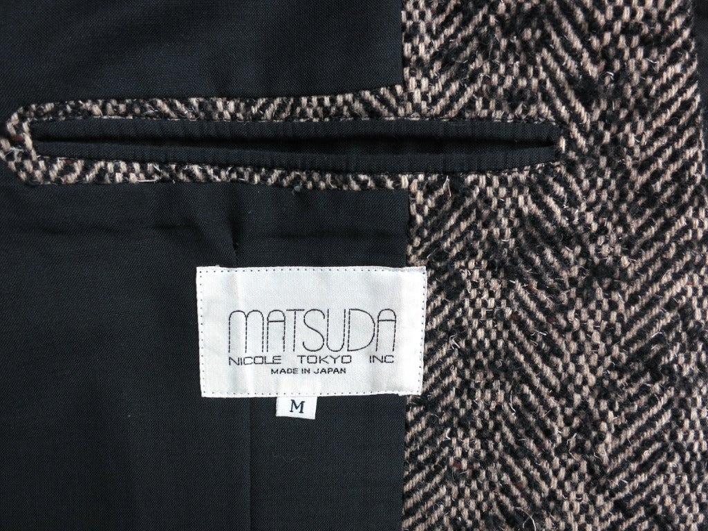 Vintage MATSUDA 1980's Men's wool herringbone tweed blazer 3