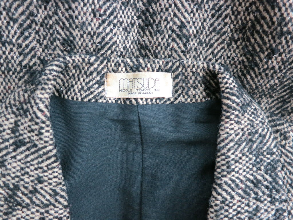 Vintage MATSUDA 1980's Men's wool herringbone tweed blazer 4