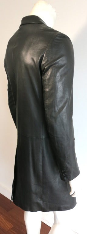 HELMUT LANG Men's 1990's Black italian leather coat 1