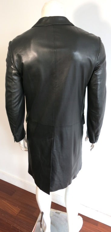 HELMUT LANG Men's 1990's Black italian leather coat 2
