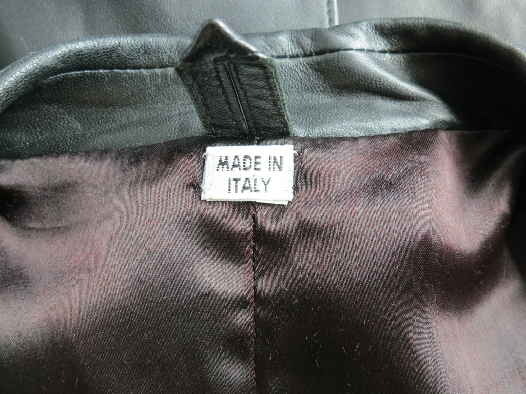 HELMUT LANG Men's 1990's Black italian leather coat 4