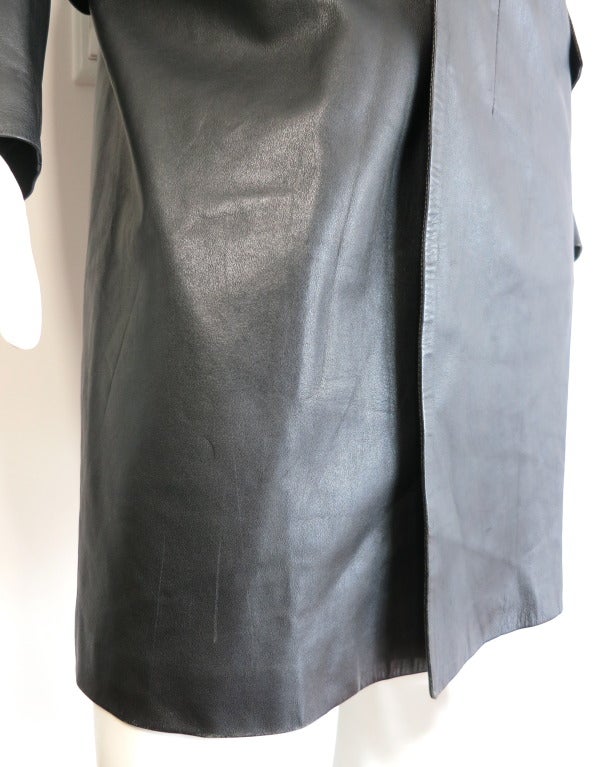 HELMUT LANG Men's 1990's Black italian leather coat 6