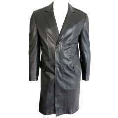 HELMUT LANG Men's 1990's Black italian leather coat