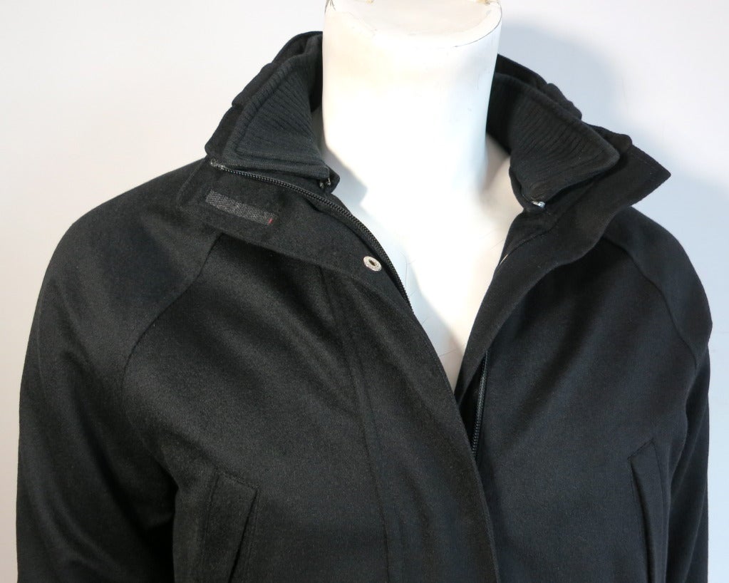 LORO PIANA ITALY Men's 100% Cashmere black 'Icer' coat In Good Condition In Newport Beach, CA