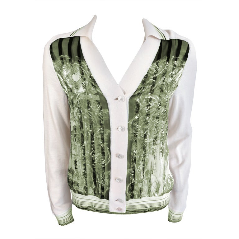 Unworn HERMES PARIS Silk and wool 2pc. cardigan & tank sweater twinset