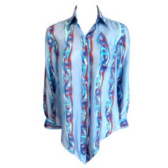 New HERMES PARIS Maille d'ancre 100% silk painted chain shirt
