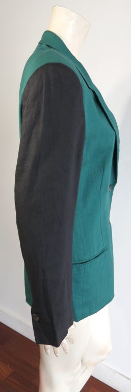 RONALDUS SHAMASK Color-blocked linen blazer In Good Condition For Sale In Newport Beach, CA