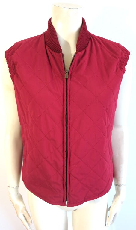 LORO PIANA ITALY Women's red Horsey cashmere lined storm jacket & vest In Good Condition In Newport Beach, CA
