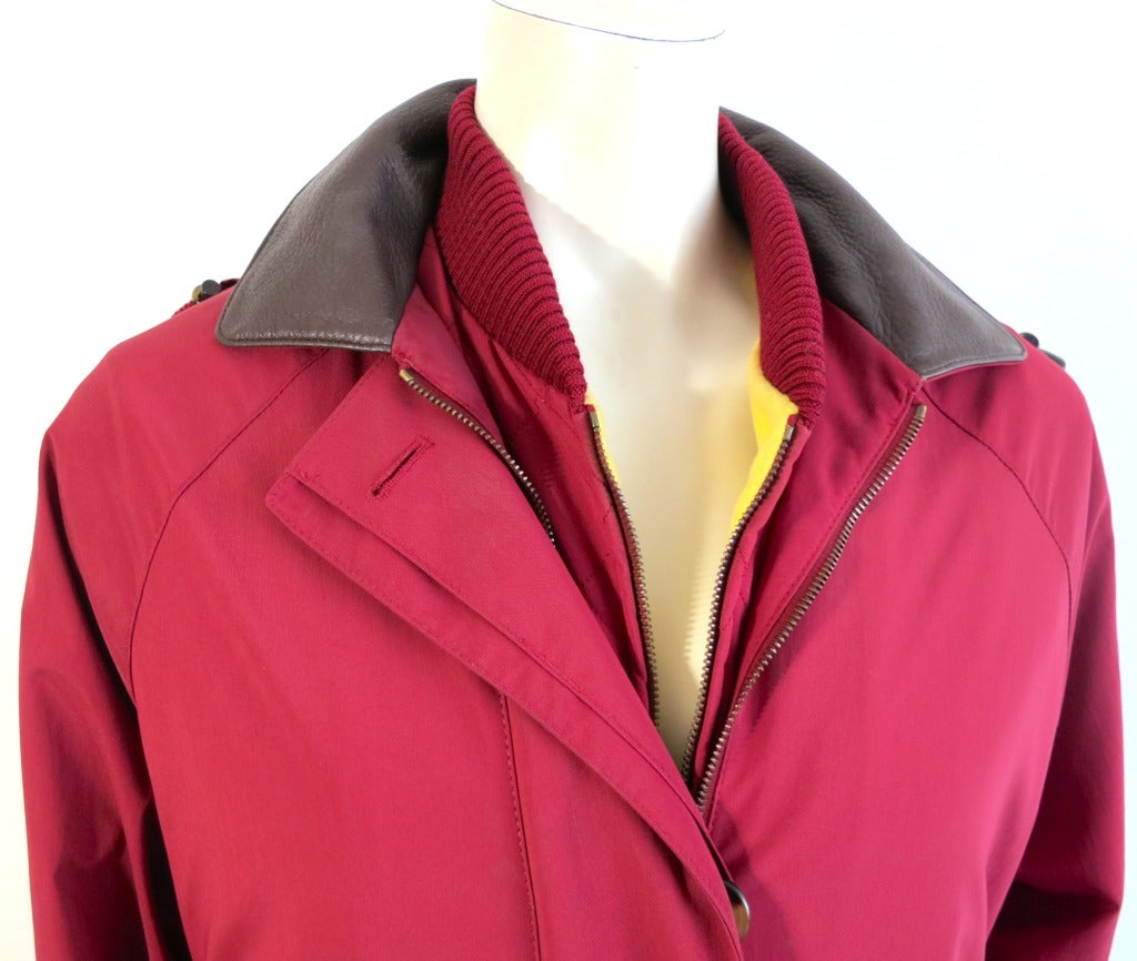 LORO PIANA ITALY Women's red Horsey cashmere lined storm jacket & vest 2