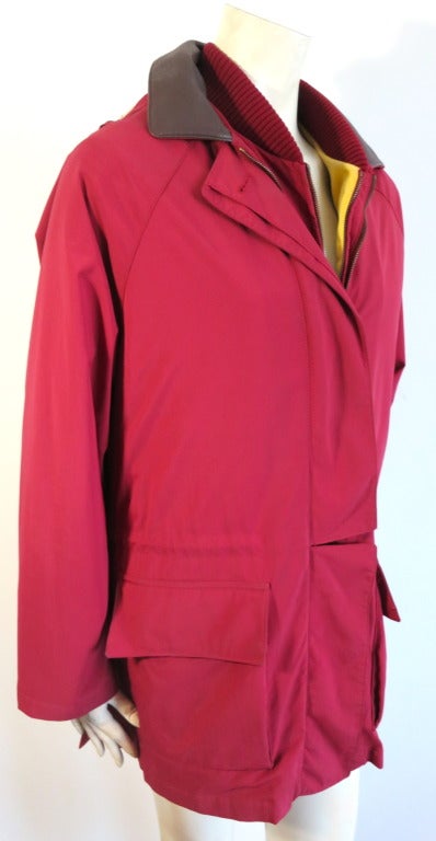 LORO PIANA ITALY Women's red Horsey cashmere lined storm jacket & vest 5