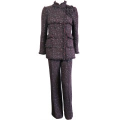 CHANEL PARIS Sparkling black cherry wool pant suit