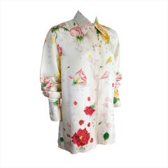 Vintage HERMES PARIS Pure silk rose dew scarf style shirt blouse