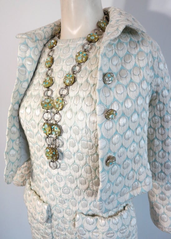 De las mujeres Vintage JEAN PATOU 1960's principios de Karl Lagerfeld vestido chaqueta collar conjunto en venta