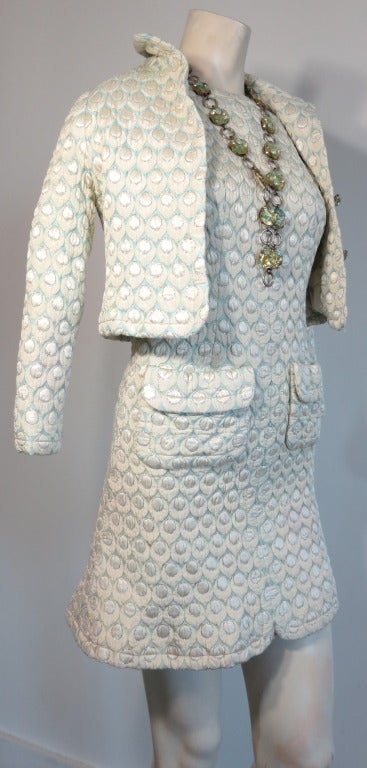 Vintage JEAN PATOU 1960's principios de Karl Lagerfeld vestido chaqueta collar conjunto en venta 3