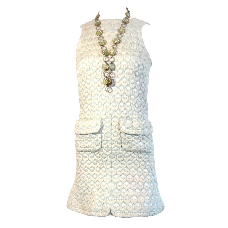 Vintage JEAN PATOU 1960's principios de Karl Lagerfeld vestido chaqueta collar conjunto en venta