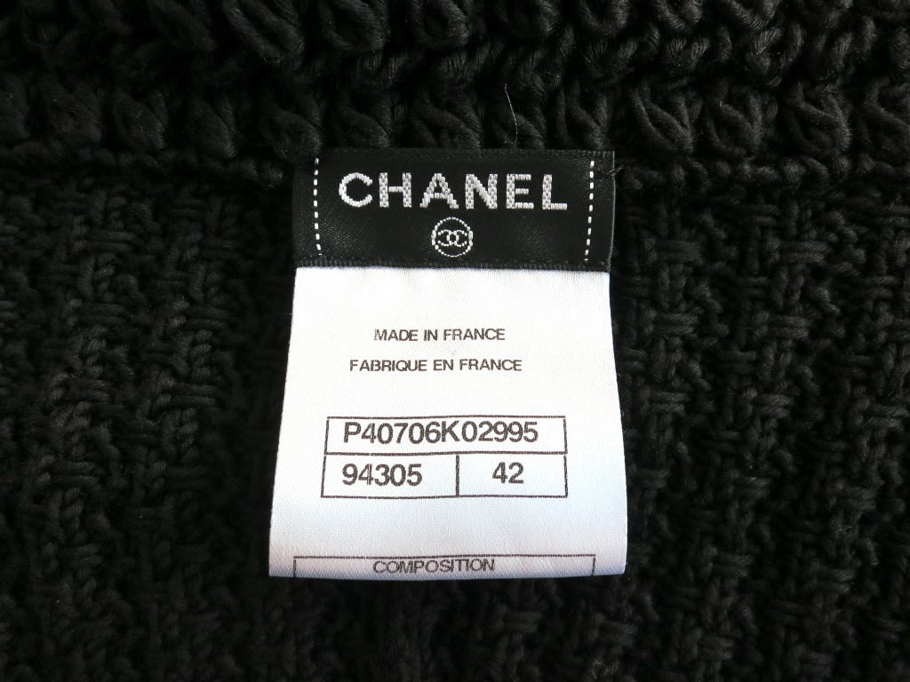 CHANEL Black sweater knit jacket with chain detail waist 2