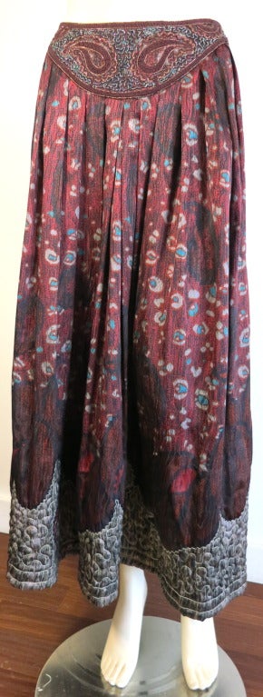 Vintage OSCAR DE LA RENTA bohemian silk paisley top skirt belt For Sale 2