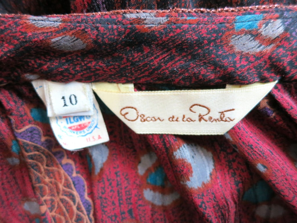 Vintage OSCAR DE LA RENTA bohemian silk paisley top skirt belt For Sale 4