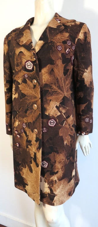 Women's MOSCHINO COUTURE! Autumn foliage photographic print coat