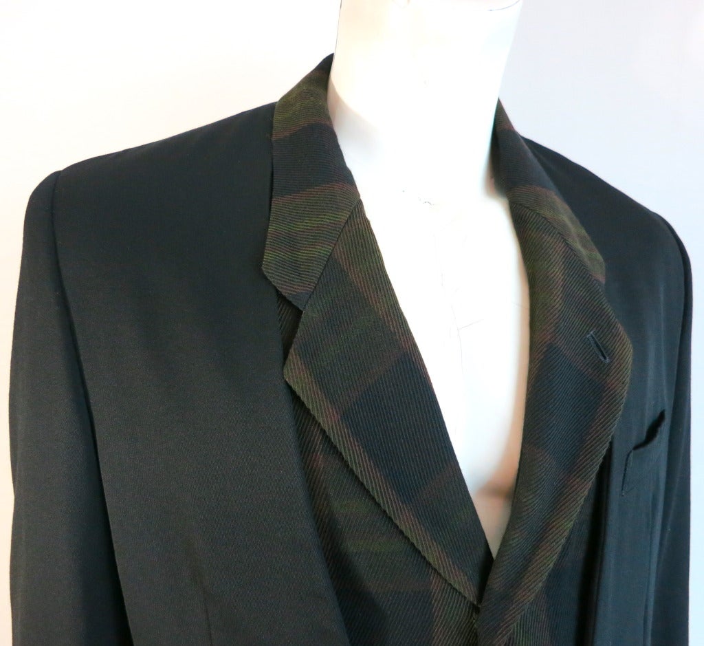 Men's Vintage MATSUDA JAPAN Menswear Double layer plaid & solid blazer jacket