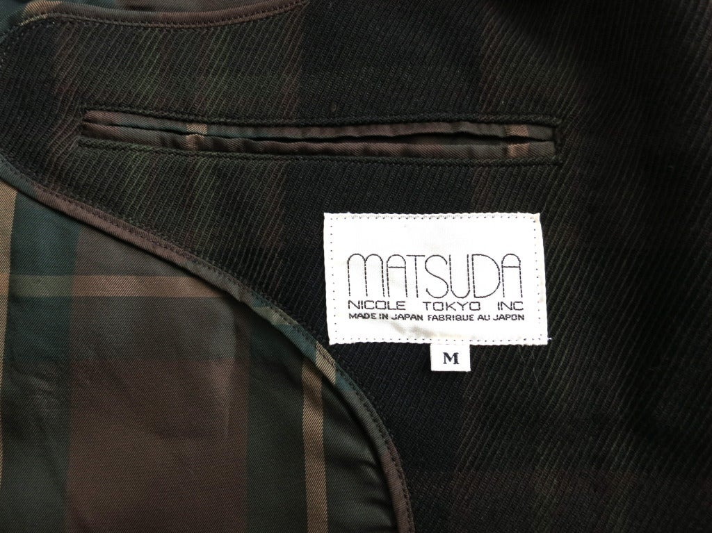 Vintage MATSUDA JAPAN Menswear Double layer plaid & solid blazer jacket 4