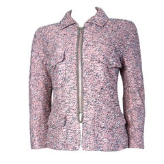 CHANEL PARIS Silky jacquard tweed chain detail jacket