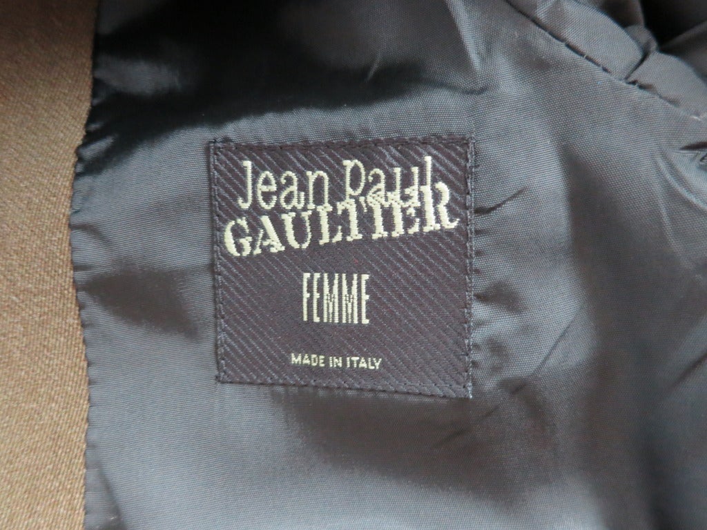 JEAN PAUL GAULTIER Olive jacket with encased leather waist belt at 1stDibs