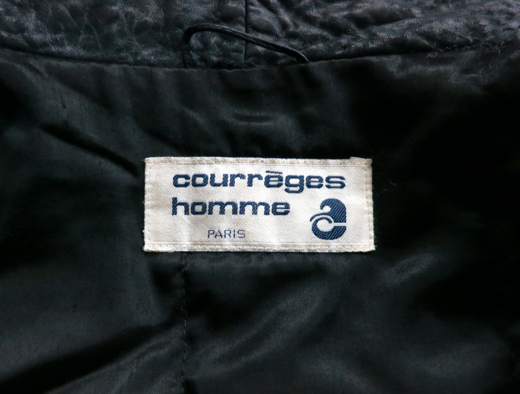 Vintage COURREGES HOMME PARIS Men's leather elephant skin embossed jacket In Good Condition In Newport Beach, CA