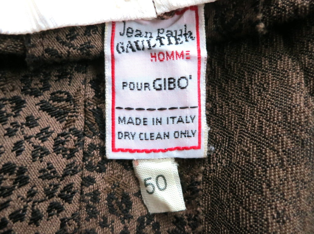 Vintage JEAN PAUL GAULTIER pour Gibo' Men's floral tapestry suit For Sale 1