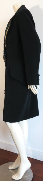 Vintage FABRICE 1980's beaded lapel coat dress 2