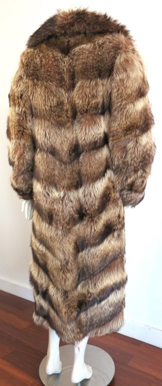 Brown Vintage/mint REVILLON PARIS 1950's era raccoon fur coat For Sale