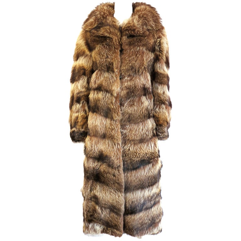 Vintage/mint REVILLON PARIS 1950's era raccoon fur coat For Sale