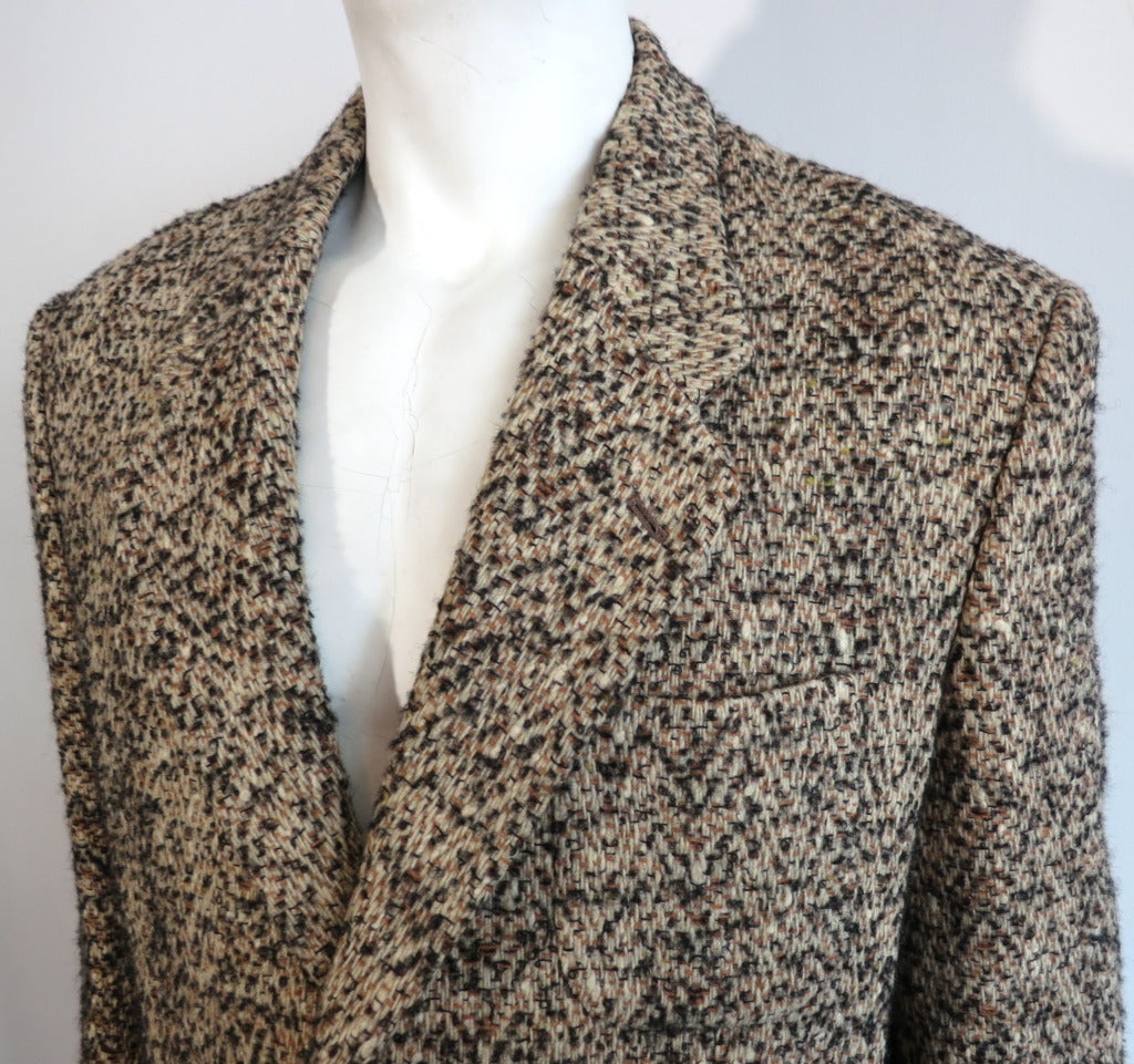 Brown Vintage MATSUDA JAPAN Menswear Herringbone tweed jacket blazer For Sale