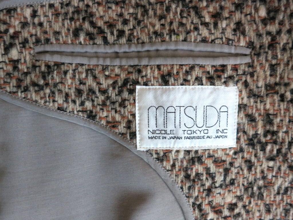 Vintage MATSUDA JAPAN Menswear Herringbone tweed jacket blazer For Sale 2