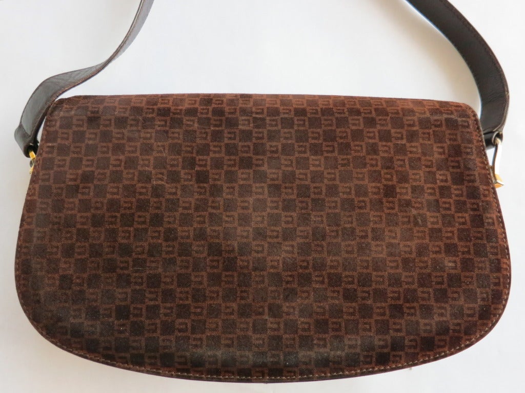 Monedero vintage GUCCI ITALIA 1970's logo ante y piel bocado caballo en venta 1