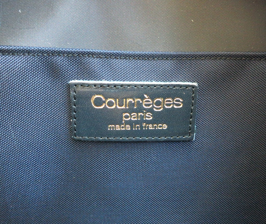 Women's Vintage COURREGES PARIS Navy & white logo front small shoulder bag