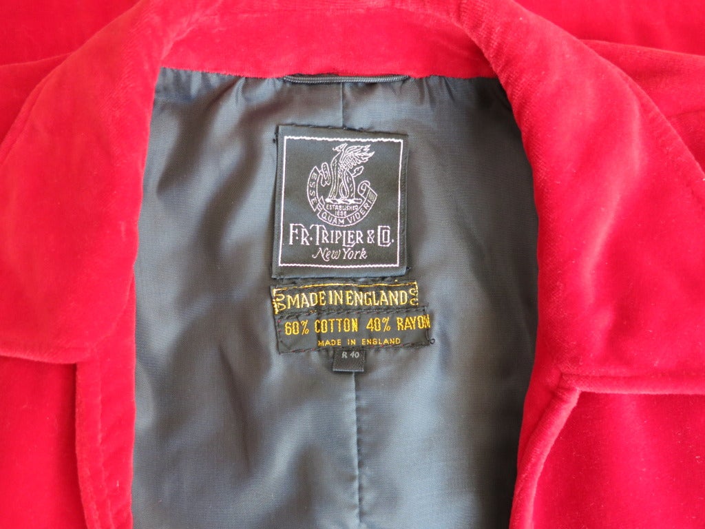 Vintage F.R. TRIPLER & CO. Made in England men's velvet jacket & pant set 1