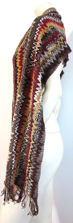 Women's or Men's MISSONI ITALY Chenille zig-zag multi-color large scarf wrap