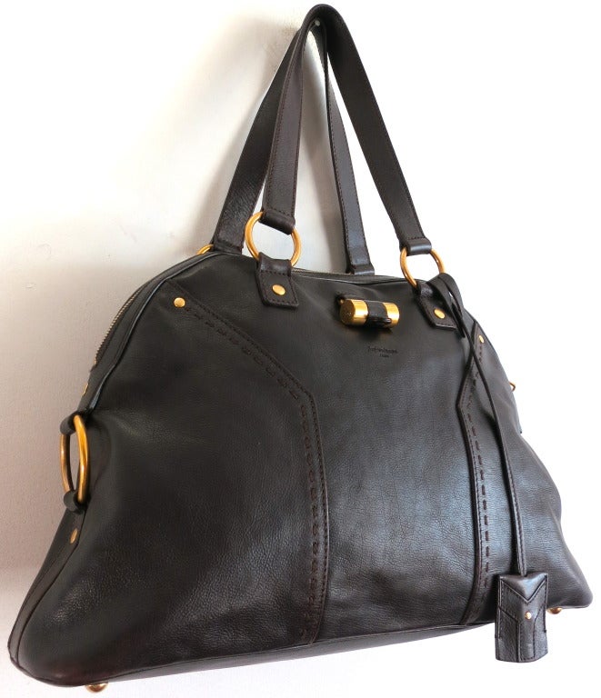 YSL YVES SAINT LAURENT Dark brown leather muse handbag purse at ...  