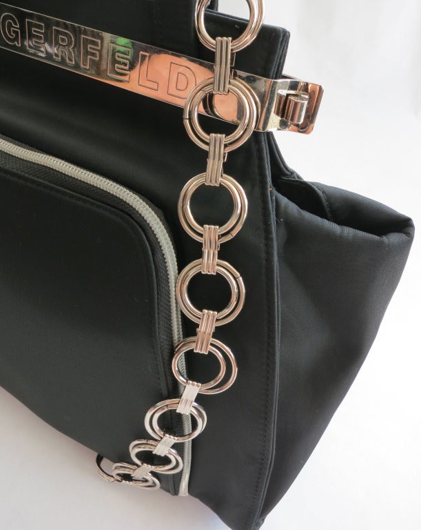 Vintage KARL LAGERFELD black & silver purse handbag 1