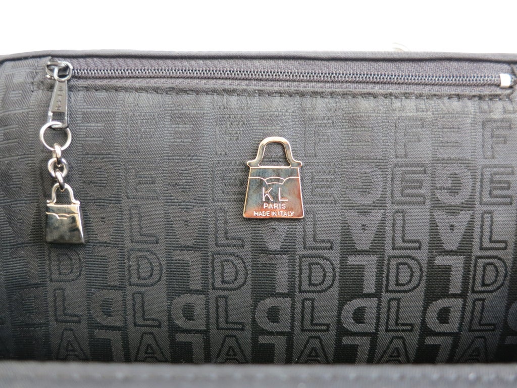 Vintage KARL LAGERFELD black & silver purse handbag 2