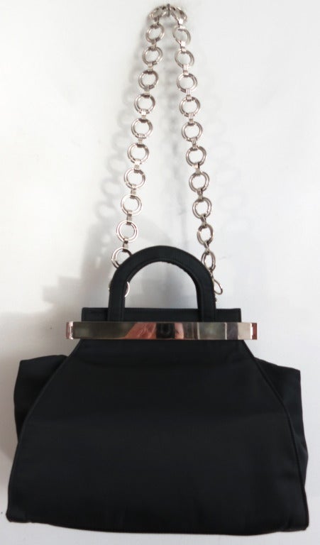 Vintage KARL LAGERFELD black & silver purse handbag 5