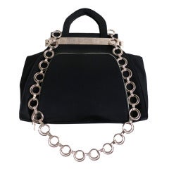 Vintage KARL LAGERFELD black & silver purse handbag